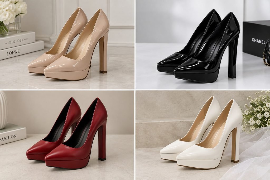 pointed toe platform pumps